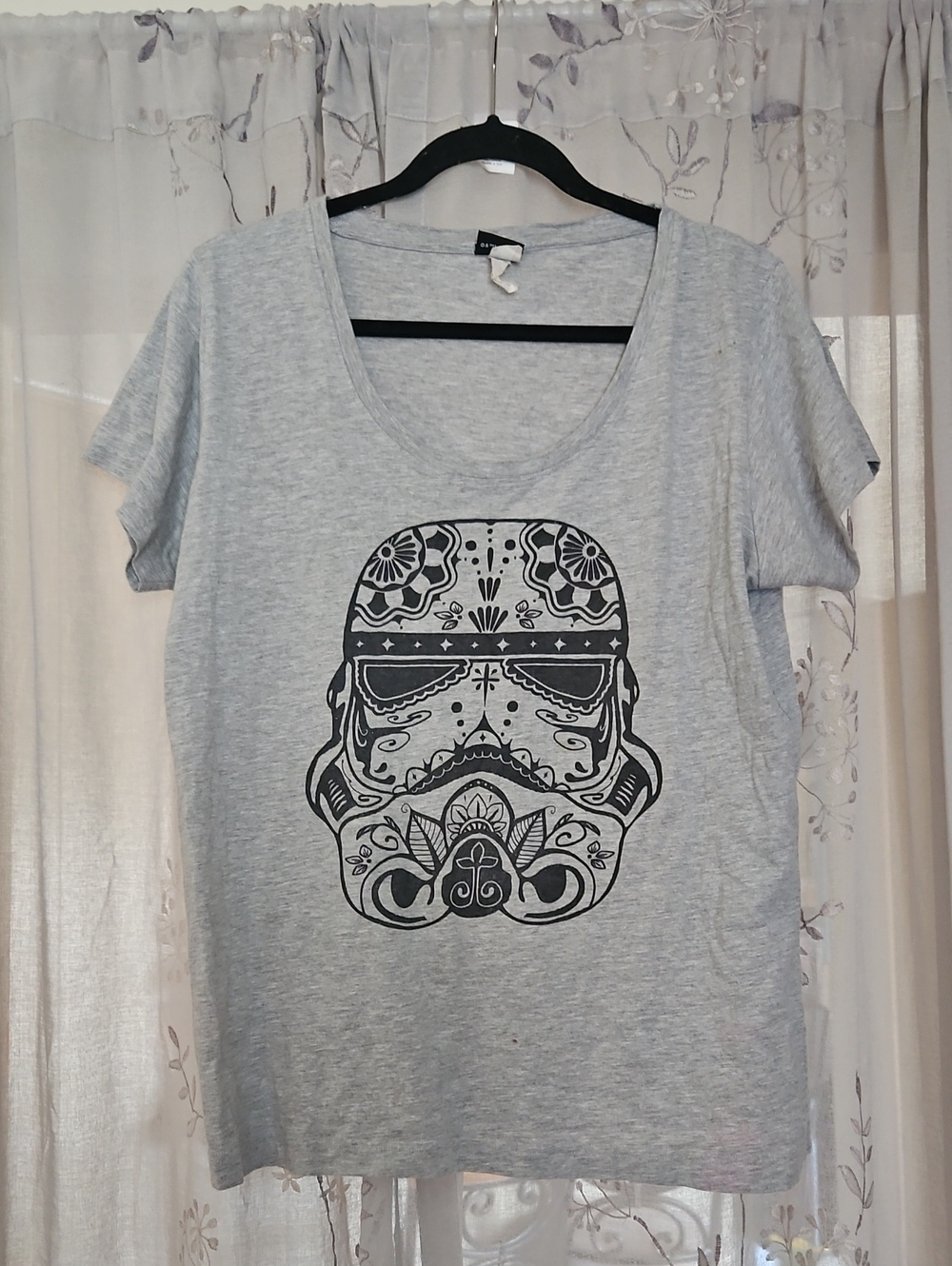 Star Wars Gray Scoop Neck Tee with Black  Decorative Stormtrooper Graphic